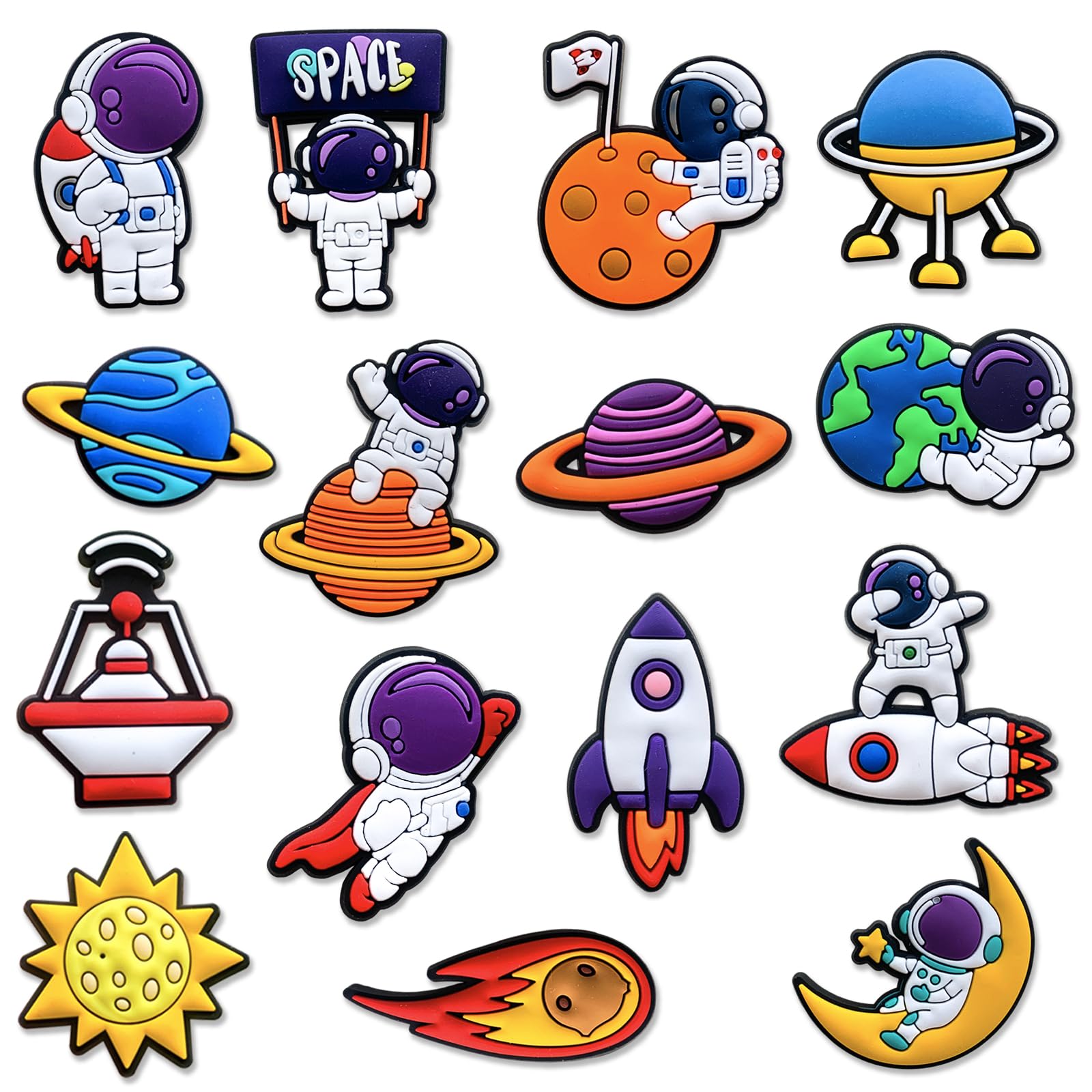 Photo 1 of Qimbytar 15Pcs Astronaut Shoe Charms Fit for Clog Sandals Decoration, Space Shoe Charms for Party Favor