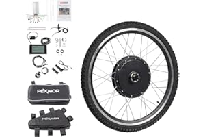 PEXMOR Electric Bike Conversion Kit, 48V 1000W /1500W 26" Front/Rear Wheel E-Bike Hub Motor Kit, Upgrade 3 Mode Controller w/PAS/LCD Display/Twist Throttle Ebike Bicycle Wheel Kit