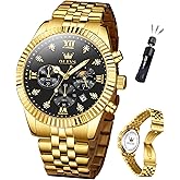 OLEVS Watch Men Luxury Fashion Watches for Men Classic Large Face Stainless Steel Waterproof Mens Watches Analog Quartz Fancy Dress Date Moon Phase Wrist Watch Relojes para Hombres