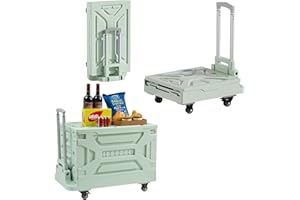 VECELO 23 GAL Modern Rolling Carts with Wheels, Foldable Utility Cart, Light Weight Platform Trucks Dolly, 4 Heavy Duty Wheel