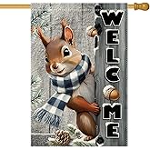 Winter Garden Flag 28x40inch The Nut Squirrel Welcome Large Garden Flags Yard Porch House Flag Double Side For Home Outdoor Yard Patio Lawn Decor, Garden Decorations (RMQ-160D, 28"X40")
