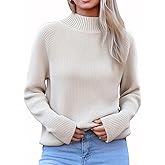 Ckikiou Casual Soft Knitted Mock Neck Sweater for Women Fall Winter Raglan Sleeve Ribbed Pullover Top