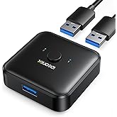 IDsonix USB 3.0 Switch 2 Computers Share 1 Device,1 in 2 Out Or 2 in 1 Out Bi-Directional for Printers/Keyboards/Mice, 5Gbps Plug and Play Switcher, 2pcs A to A 3.3ft Cables,Plastic,Black