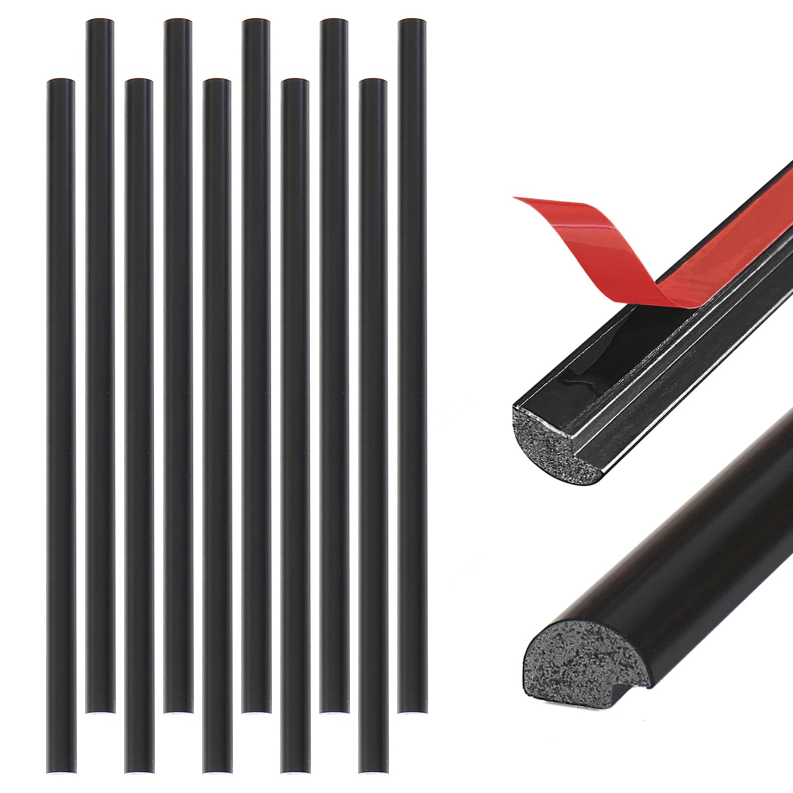 Photo 1 of Tilingview 10-Pack Peel and Stick Tile Trim for Backsplash – 12" Self-Adhesive PVC Molding Edge, Decorative Pencil Tile Edging for Walls (Black)