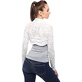 AmélieBoutik Women Full Lace Long Sleeve Cropped Cardigan Bolero Shrug