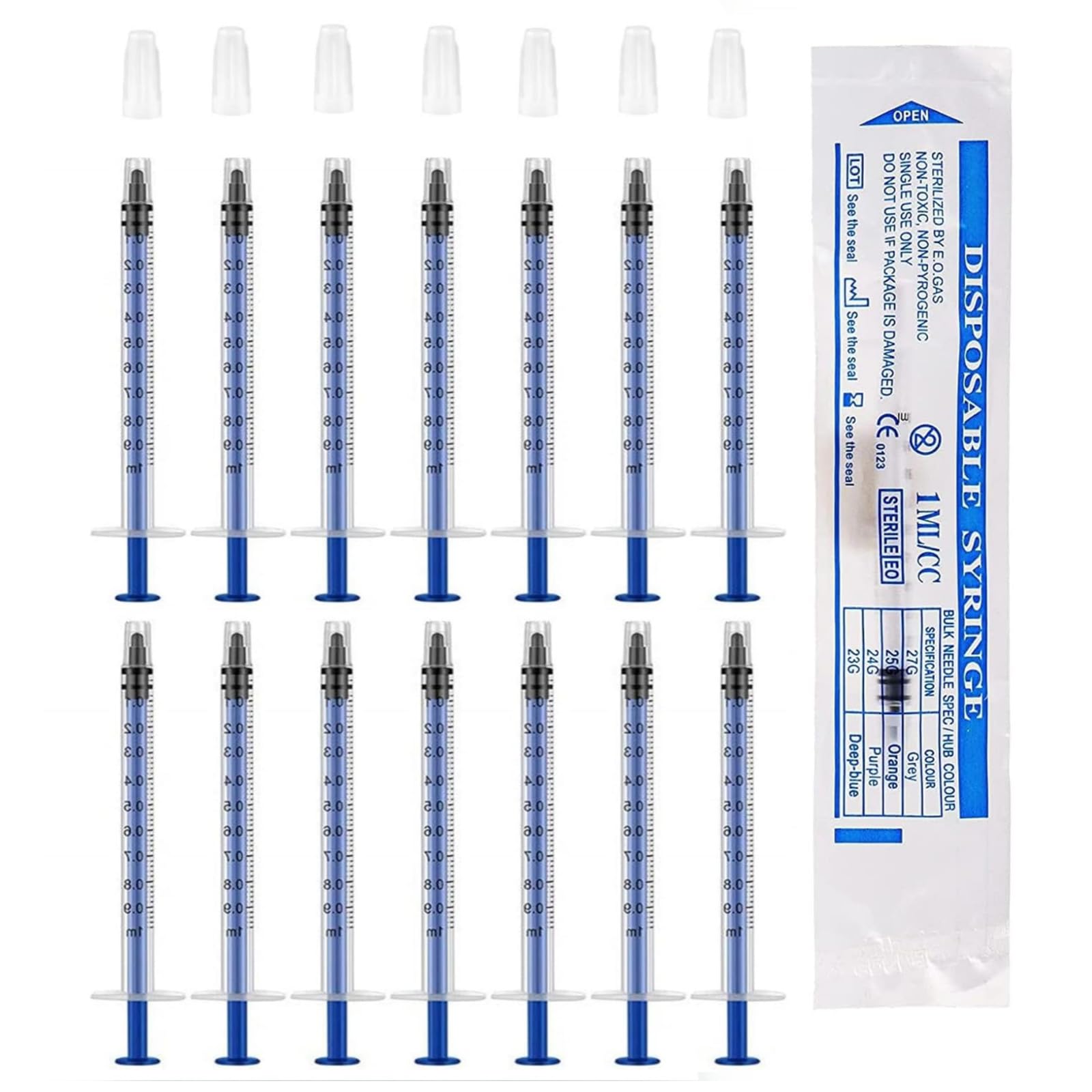 1ml Syringes, 30 Pcs Disposable Syringes No Needle Colostrum Syringe with Caps for Colostrum Harvesting Scientific Labs Liquid Measuring Pet Feeding Plant Watering (1ML)