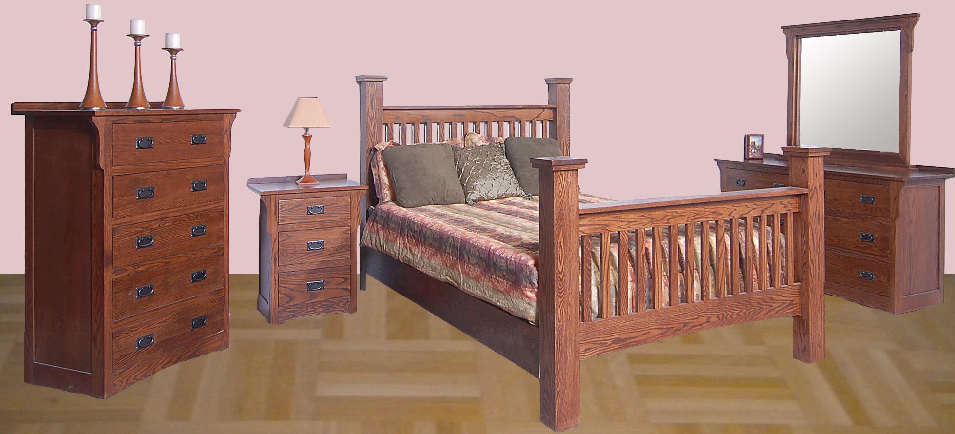 Forest Designs Arts & Crafts Five Drawer Chest: 34W x 48H x 18D (No Bed, Dresser, Mirror or Nightstand) 34w x 48w x 18d Golden Oak