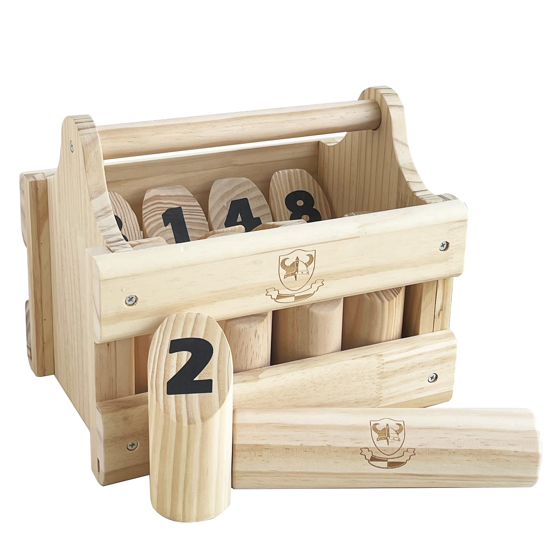 Numbered Block Toss Games Outdoor Wooden Throwing Yard Game Stick Timber Game Set (Portable-Handheld Crates)