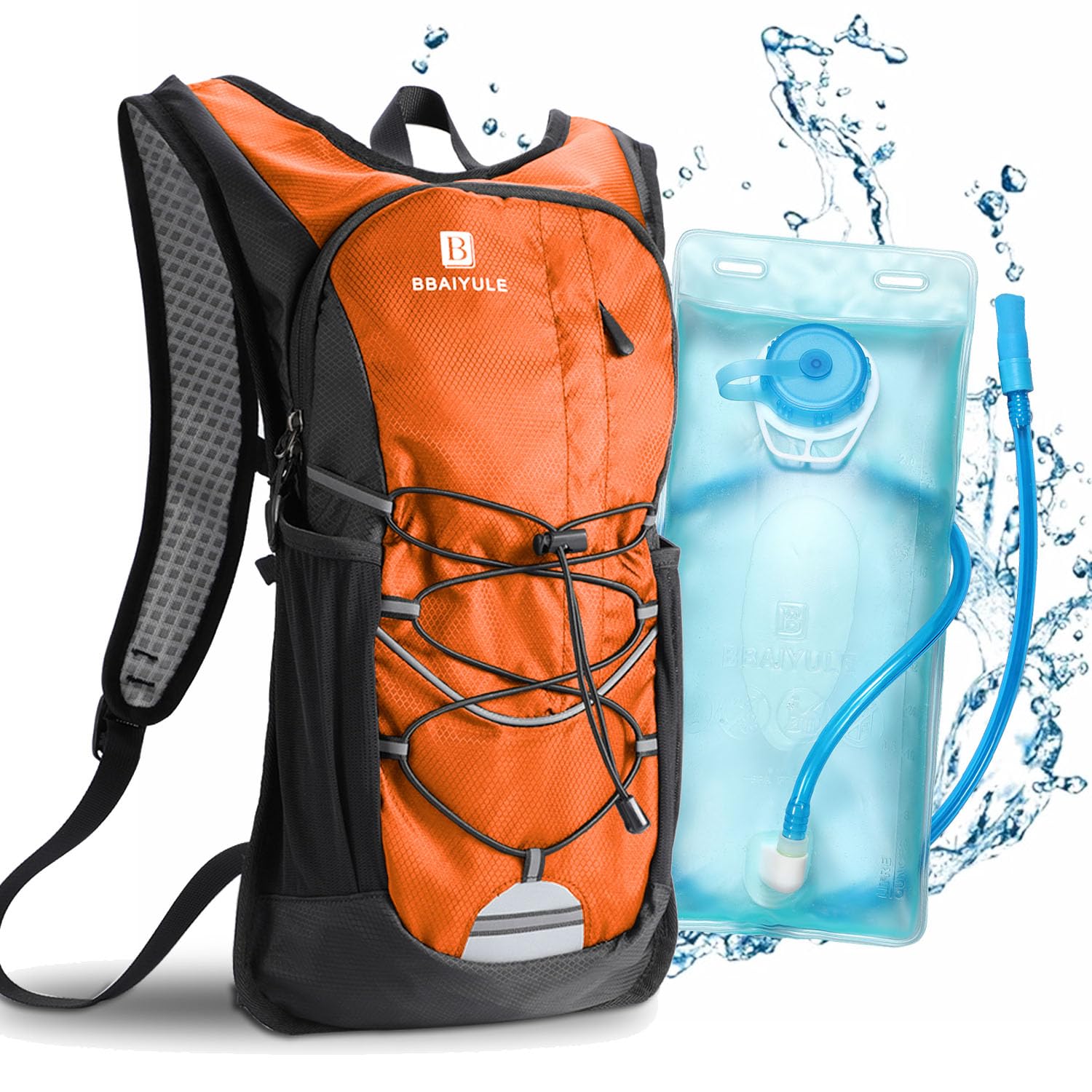 BBAIYULE 2L Hydration Backpack with Hydration Bladder Bicycle Bag for Outdoor Running Cycling Biking Hiking Climbing Skiing (Orange)