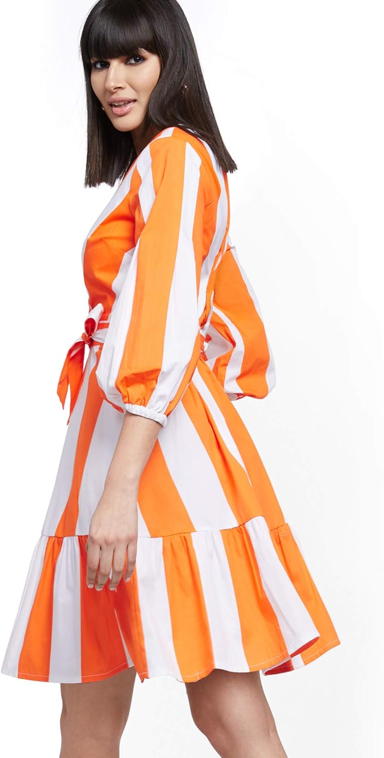 orange wrap dress