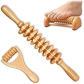 Thetsify 3Pcs Wood Therapy Massage Tools, Lymphatic Drainage & Maderoterapia Kit for Body Sculpting, Anti Cellulite, Wooden Muscle Roller for Deep Tissue, Back, Legs, Foot Roller for Plantar Fasciitis