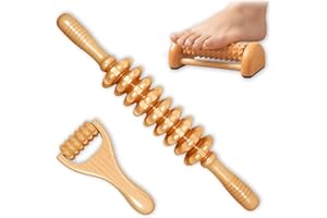 Thetsify 3Pcs Wooden Massage Tools，Lymphatic Drainage Massager ，Maderoterapia Kit for Deep Tissue，Muscle Pain Relief, Anti-Cellulite，Body Sculpting & Shaping，Foot Roller for Plantar Fasciitis