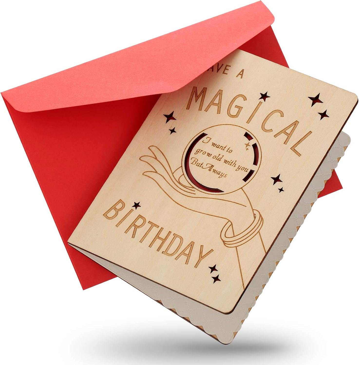 Wooden Wife Birthday Card,Birthday Card for Wife Luxury and Romantic,Happy Birthday Wife Cards from Husband