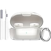 Aircawin for Bose New QuietComfort Earbuds Case Clear 2024,Full Protective Soft Transparent TPU Cover for Bose QuietComfort Earbuds Headphone Accessories with Carabiner and Cleaning Pen-Clear