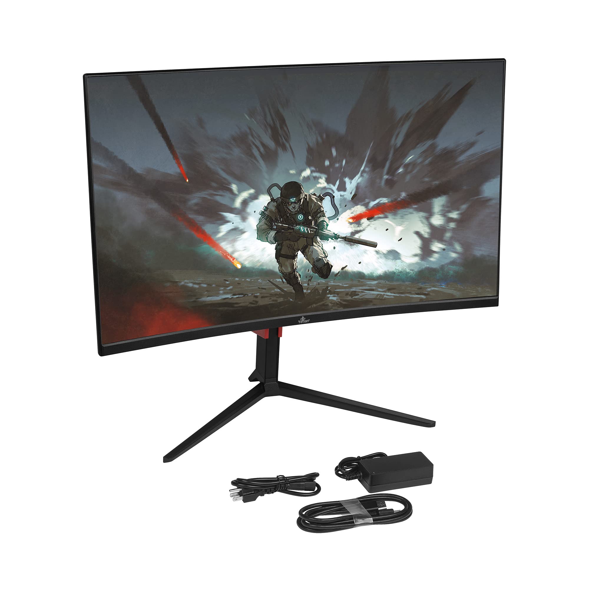 YEYIAN SIGURD 3501 32” Curved 1500 PC Gaming Frameless LED 2K Multistand Monitor, 1440P QHD, 165Hz, 1ms, 2500:1, 16:9, 178°, 16.7M Colors, G-Sync FreeSync, DP/HDMI/USB, Speaker, RGB, Tilt/Height/Pivot