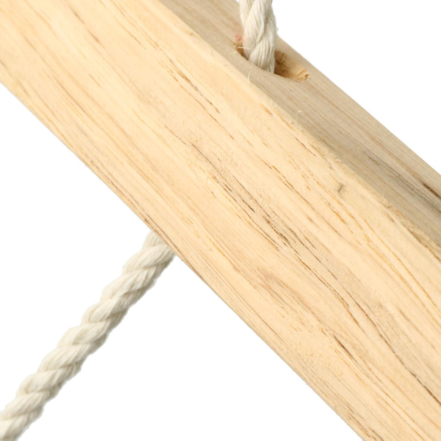 Opino Beige Cotton Rope Hammock, Hollow Out Double Wide Wood Hanging Tree Hammock Garden Patio Yard(US Stock)