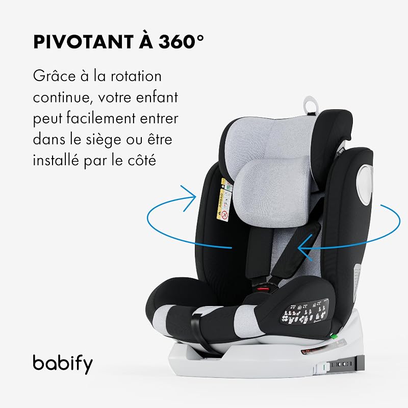 Onboard Siege Auto ECE R129/i-Size, Bebe 0 à 36kg, Siege Auto Isofix Groupe 0 1 2 3, Siège Auto Bébé et Enfants de 0 à 12 Ans, Sièges Auto Pivotant 360, Ergonomique, Rehausseur Voiture Enfant