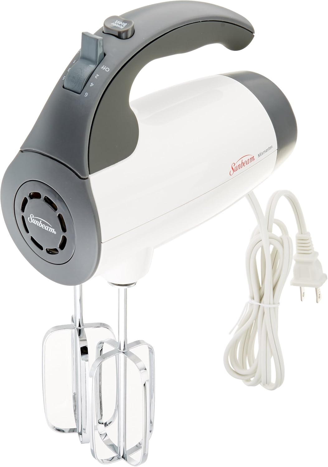 White/Grey Sunbeam 2525 220Watt 6Speed Retractable Cord Hand Mixer