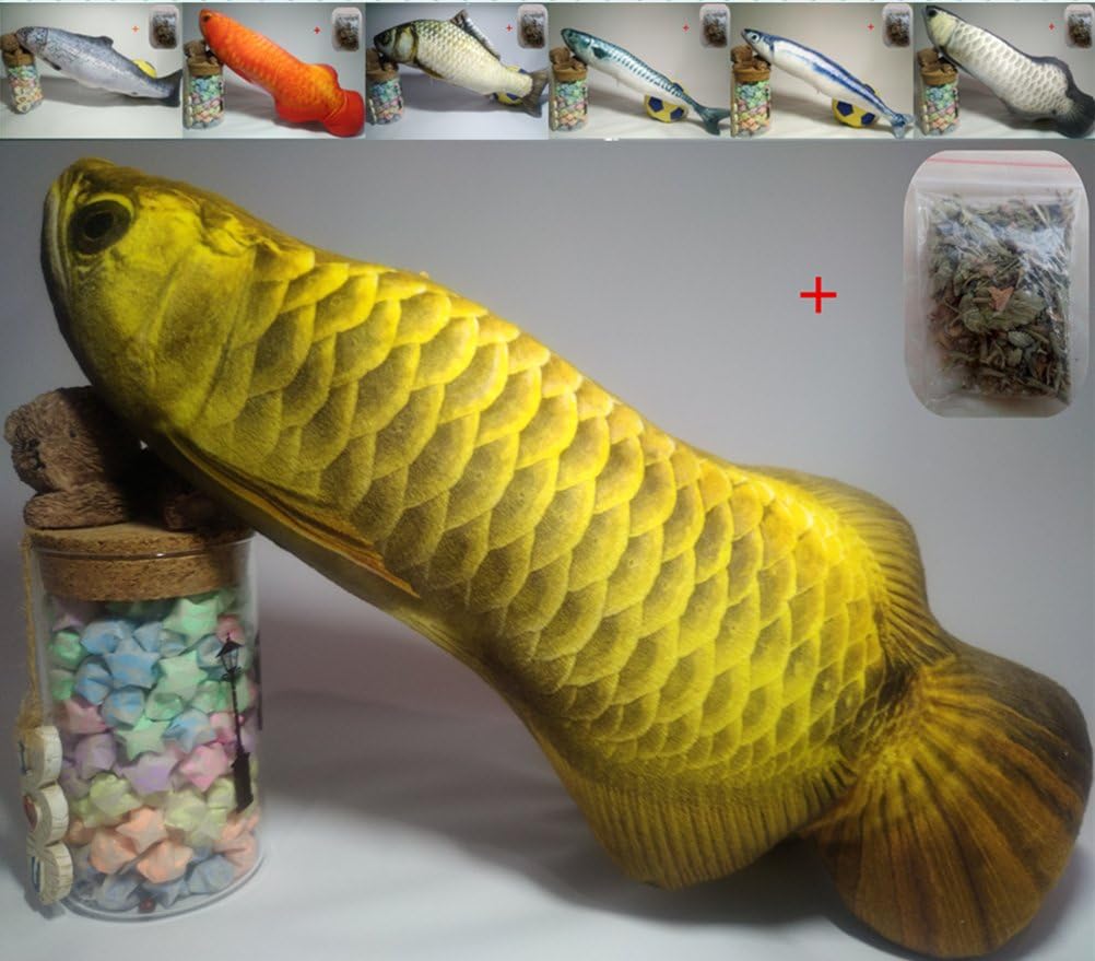 Maibar Catnip Fish Toys Cats Toys Cat Plush Toy Realistic Simulation Cat Mint Toys (40, Gold Arowana)