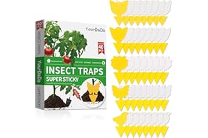 YOURDADA 40 Pcs 5 Shapes Yellow Extremely Sticky Traps for Fungus Gnat, Fruit Fly, Fly, Whitefly, Flying Insect Catcher Traps for Houseplants, Kitchen, Indoor/Outdoor, Non-Toxic, Odorless, Pet and Kid Safe