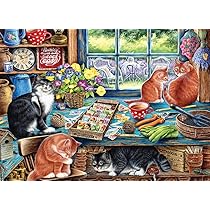 Cobble Hill 1000 Piece Puzzle - Cats Retreat, Includes Poster, Random Cut Pieces, Made In USA, 26.625x19.25 Inches - View #4
