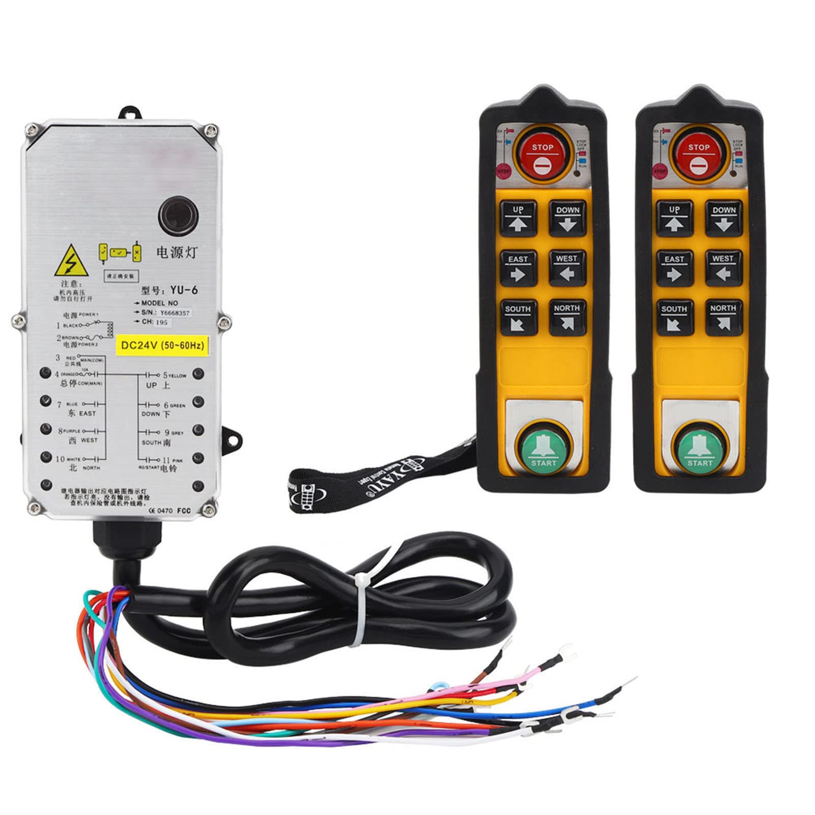 Hililand Hoist Controller YU-6 Double Handle Waterproof Crane Remote Control 800MHz RF Point(DC24V)