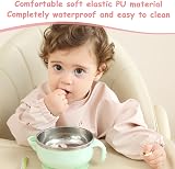 PewinGo Weaning Bib with Long Sleeves 2PCS Waterproof Baby Burp Coverall Bibs view 3