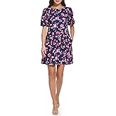 Jessica Howard Womens Puff Sleeve High Neck Shift Mini Dress