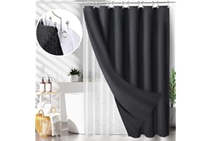 LaCyan 3 in 1 Waterproof Waffle Weave Shower Curtain and Clear Liner Set with 12 Stainless Steel Hooks Double Sided for Bathroom 72 Inches Heavy Duty Polyester Fabric Shower Curtains 72x72