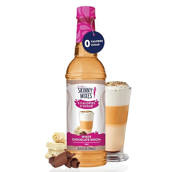 JORDAN’S SKINNY SYRUPS SUGAR FREE COFFEE SYRUP, WHITE CHOCOLATE MOCHA FLAVOR MIX, ZERO CALORIE FLAVORING FOR CHAI LATTE, PROTEIN SHAKE, COCKTAIL & MORE, GLUTEN FREE, KETO FRIENDLY, 25.4 FL OZ, 1 PACK