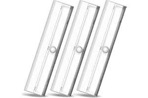 Brilliant Evolution Wireless LED Stair Lights with Motion Sensor - 3-Pack Battery Operated Night Light for Indoor Stairs, Hallways, and Closets - Stick On Motion Lights - 3000K Warm White - 7x2-Inch