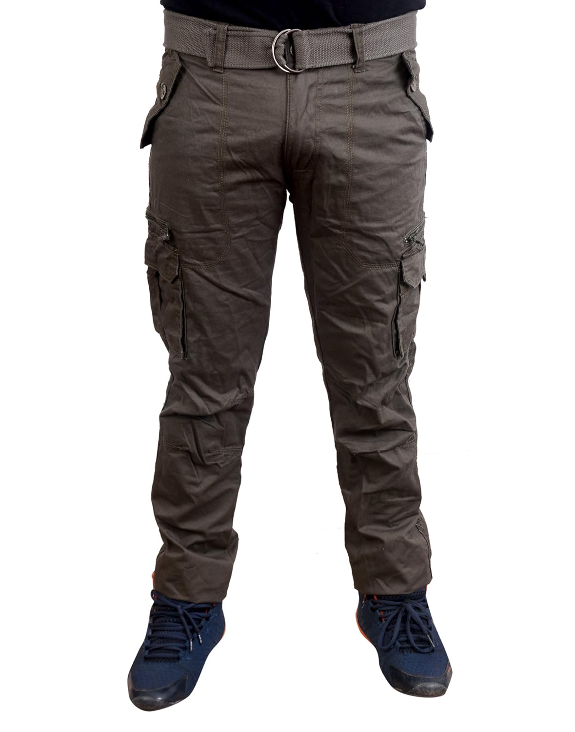 krystle men's dark grey cotton cargo pant