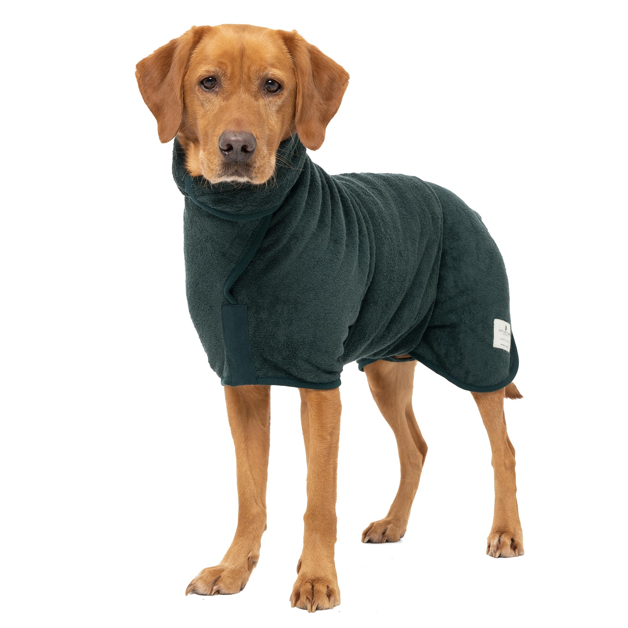Ruff and Tumble Dog Drying Coat - Classic Collection | Fast-Drying Towel Coat & Dressing Gown with Hood (DS, Forest)