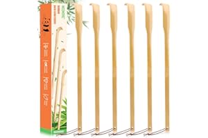 NICEMOVIC 6 Pack Wooden Bamboo Back Scratcher for Men Women Adults, Easter Basket Stuffers, Christmas Gifts Stocking Stuffers for Seniors Elderly Men Women, 16.5 Inch Long Handle Back Scratchers