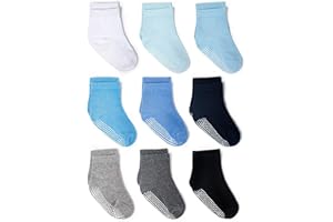 Zaples Grip Crew Socks with Non Slip/Anti Skid Soles for Baby Infants Toddlers Kids Boys Girls