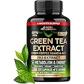 Green Tea Extract 20:1 + Green Coffee Bean &amp; Apple Cider Vinegar - 120 Caps | Extra Strength Natural Green Tea Supplement - Vegan for Women &amp; Men - 50% EGCG - Energy &amp; Metabolism Support
