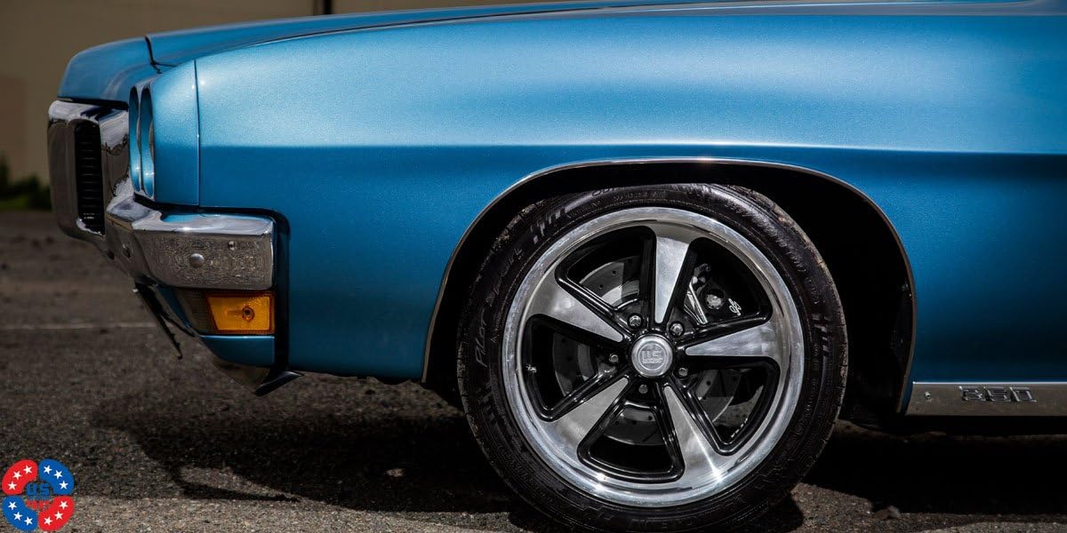 18" Inch US Mags Bandit Black Machine Wheels & Tire Package | Set of 4 | Includes Free Wheel Club LA T-Shirt | Fits Chevy Ford Pontiac Cadillac Buick Dodge BMW