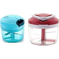 Ganesh Chopper Vegetable Cutter, Blue (725 ml) + Red (650 ml)