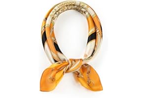 ANDANTINO 100% Real Mulberry Silk Scarf -21'' x 21''- Lightweight Neckerchief –Women Men Small Square Digital Printed Scarves