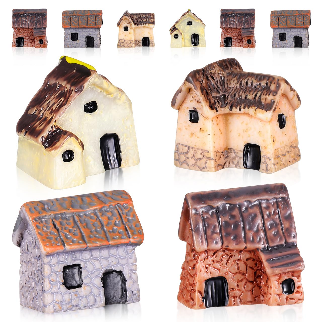 DOITOOL Mini House Ornament Thatched Hut Decoration for Fairy Garden Miniature Landscape Accessory Micro Home Decor 0.79X0.79X0.59In Suitable for Terrariums and Diy Gardening