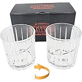 Great Whiskey Challenge 510 Whiskey Bourbon Drinking Spinning Rocks Glasses 'FIDGET' - 2pcs Old Fashioned Spin Rum Spirits Glass