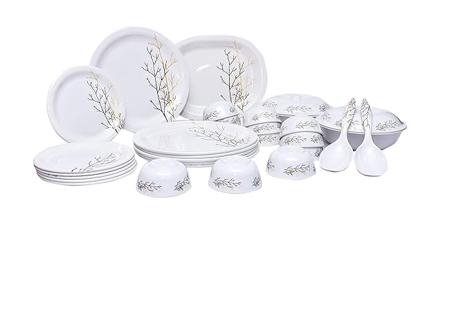 MEHUL CROCKERY Melamine 40 Pcs Dinner Set - Golden Tree