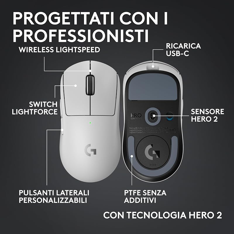 PRO X SUPERLIGHT 2c, mouse gaming wireless mouse compatto