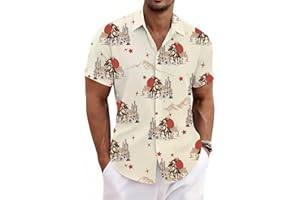 Mens Western Shirts Cowboy Shirts for Men Country Concert Outfit Rodeo Bowling Shirt Short Sleeve Button Down Tshirt