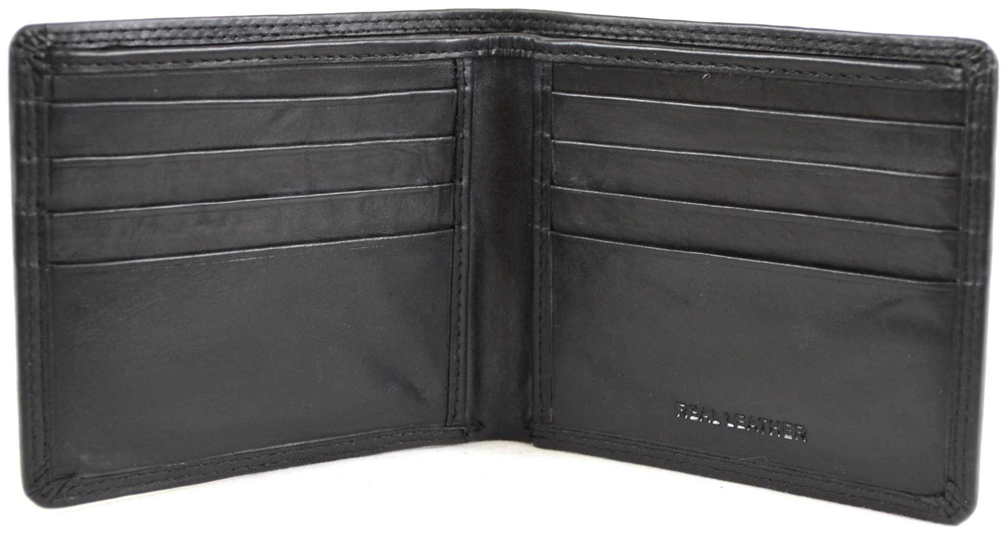 LondonLeather Men's Soft Leather Wallet with Multiple Card Slots and Open Note Compartments (Black)