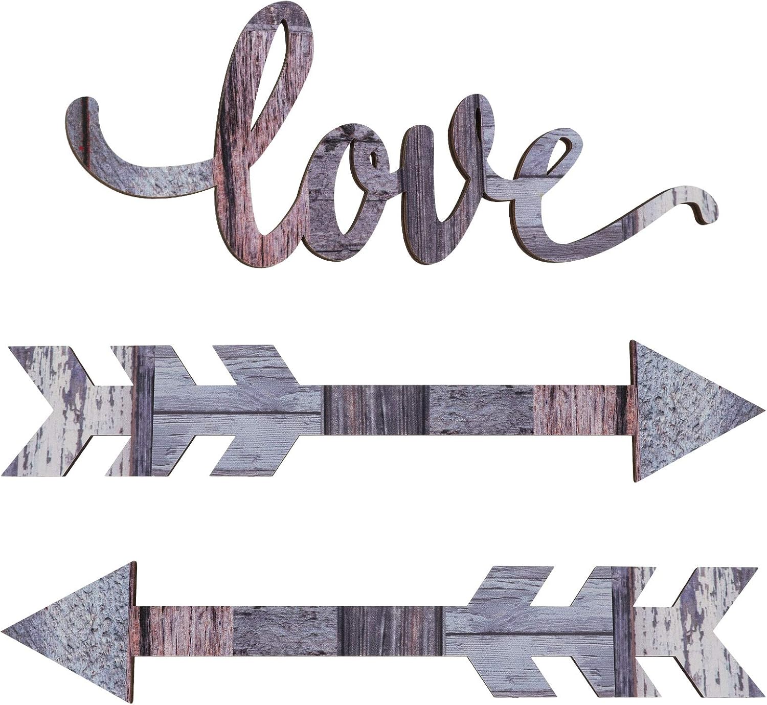 Jetec Wood Arrows Wall Decor Love Wooden Sign Rustic Wood Arrow Sign Decoration for Home Farmhouse Living Room Kitchen Dining Bedroom Bathroom (Chic Color)