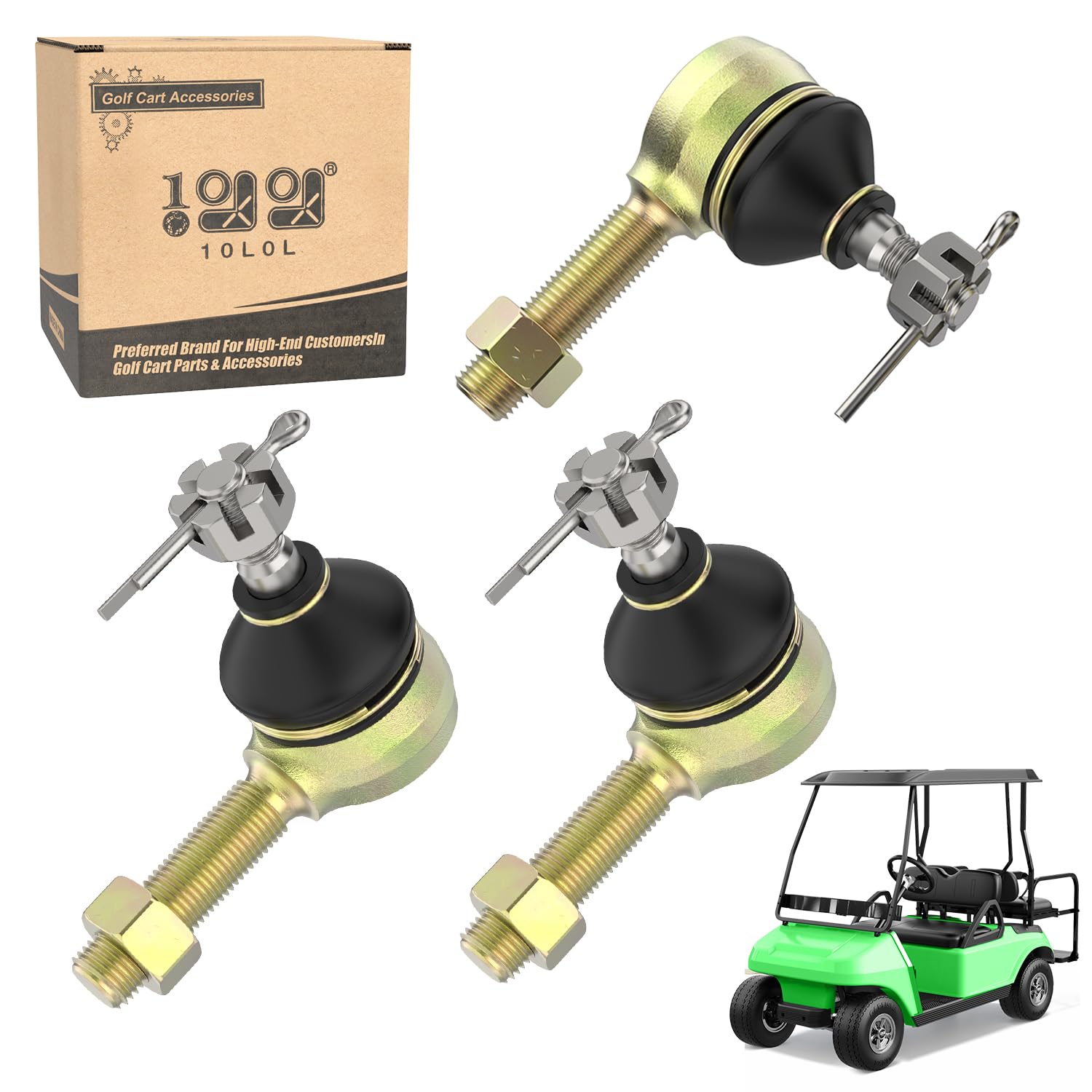 Photo 1 of 10L0L Golf Cart Tie Rod End Kit for Club Car DS 1976-2008 Gas & Electric, Left-Hand & Right-Hand Thread Ball Joint, OEM# 7539 7540