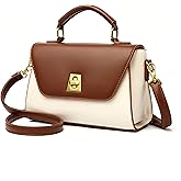 Classic Medium Crossbody Bag for Women, Vegan Leather Satchel Purse with Gold-Tone Hardware, Elegant Top-Handle Shoulder Bag