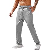 COOFANDY Men's Cotton Sweatpants Open Bottom Lounge Pants Lightweight Casual Jogger Pants with Pockets