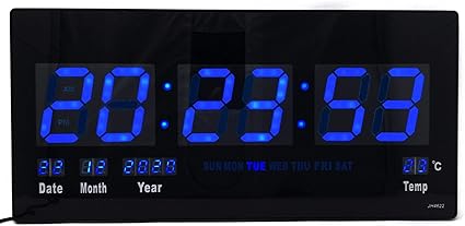 starlet24 jh4622 reloj de pared led con indicador de fecha y temperatura 45 x 22 cm color azul
